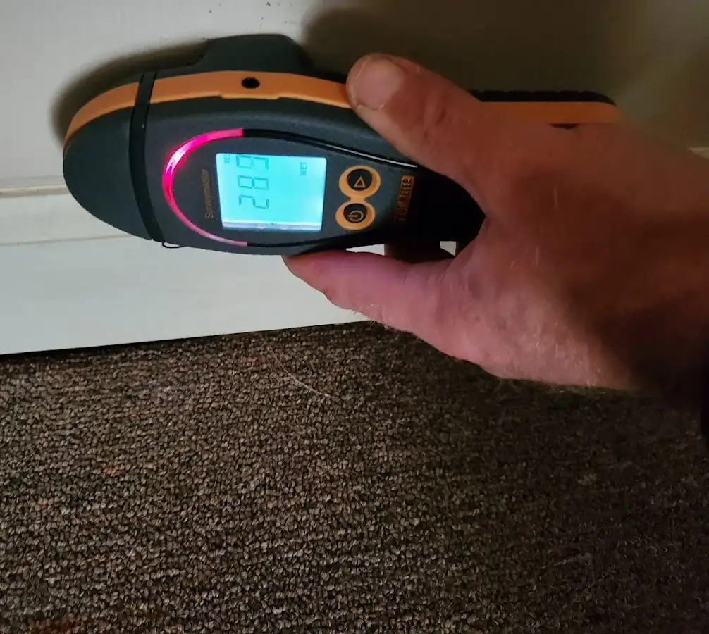 Moisture detection at baseboard during Mold Inspection & Testing in Latrobe